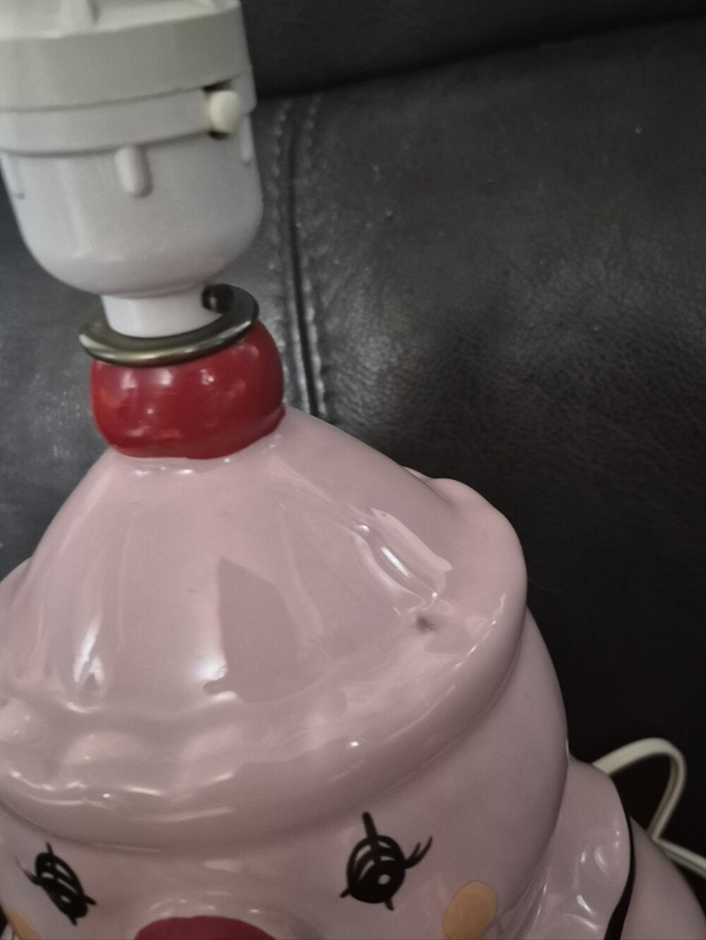 Vintage Martha Ceramic Lami Canada Pink Clown Nursery Lamp Base 1970s Kitsch - Picture 6 of 13